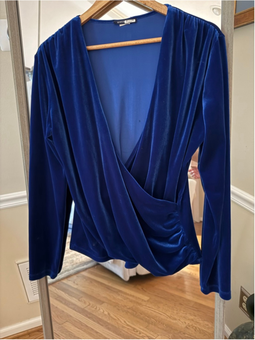 Women's Boston Proper Blue Velvet Wrap Top M